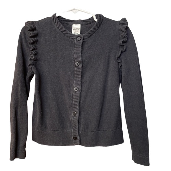 Carter's Other - CARTERS UEC Girls Size 5 Black Cardigan Button Down Sweater Shoulder Ruffle